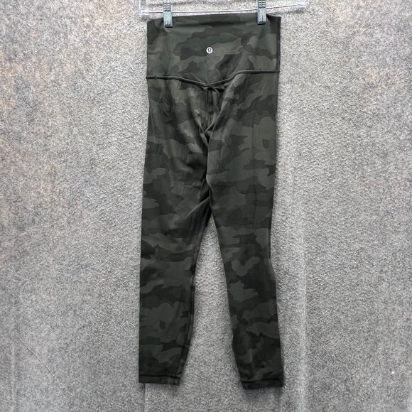 Lululemon Pants Womens 4 Green Camo High Rise Full Length Leggings Gym Yoga - Picture 2 of 11